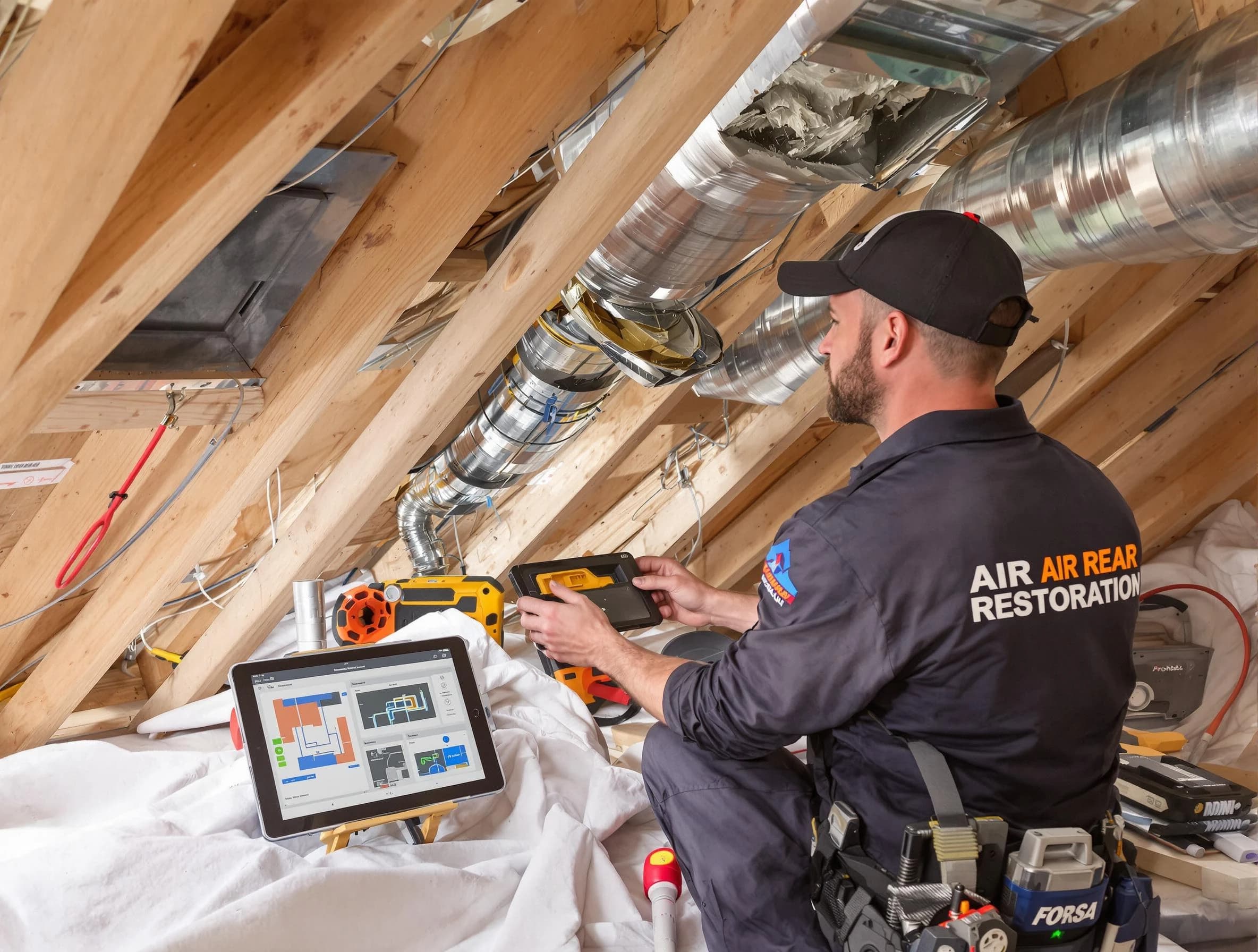 Oakmont Air Duct Cleaning technician performing precise duct repair work in Oakmont