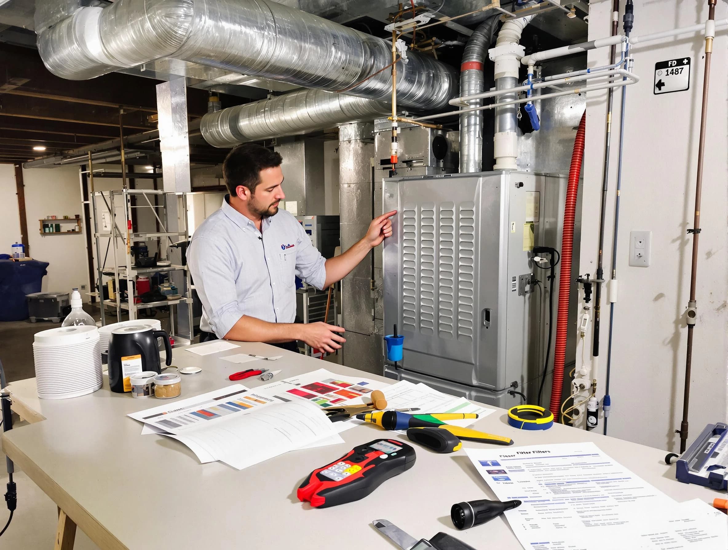 Oakmont Air Duct Cleaning inspector conducting detailed filter system evaluation using professional diagnostic tools in Oakmont