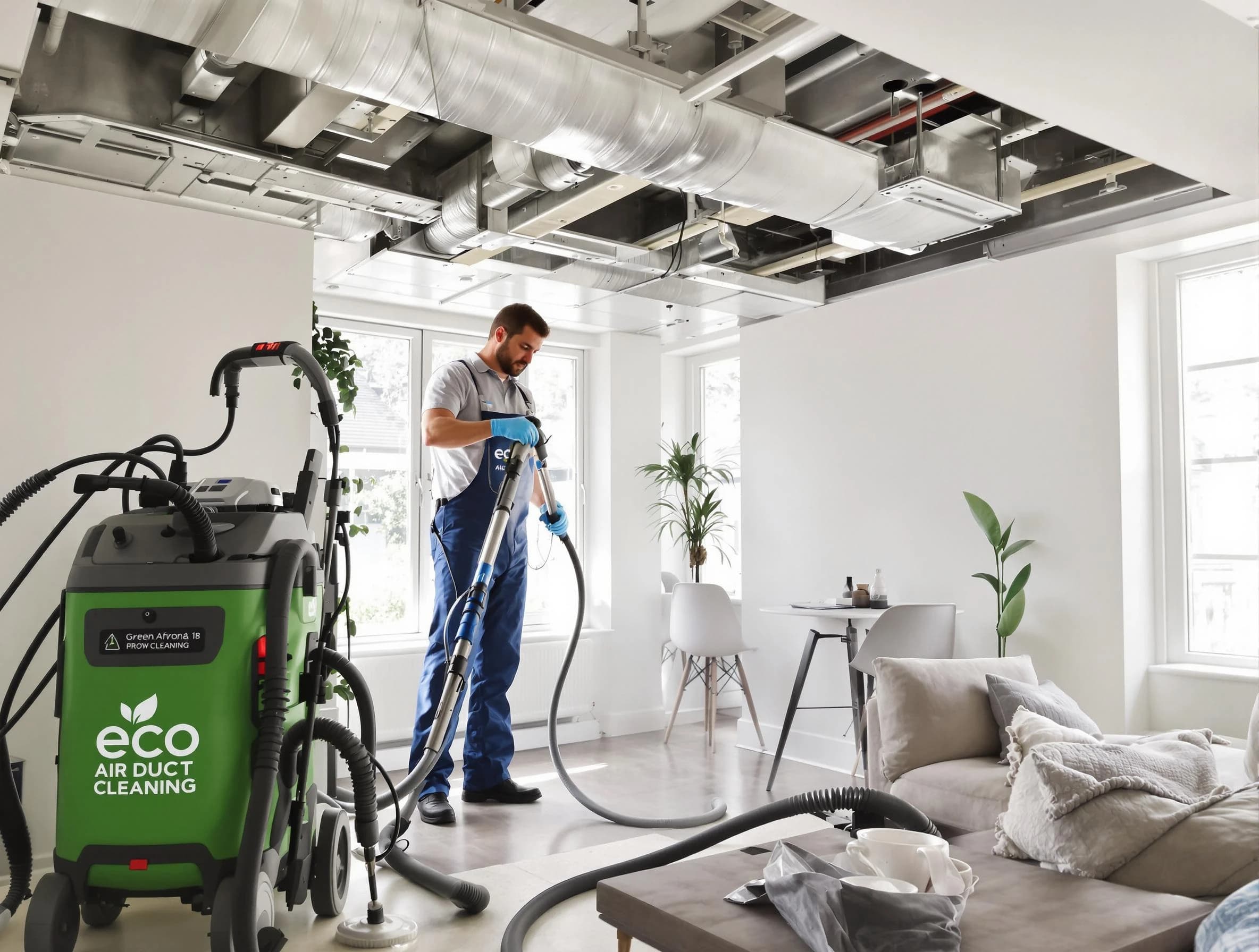 Oakmont Air Duct Cleaning technician performing eco-friendly duct cleaning using sustainable methods in Oakmont