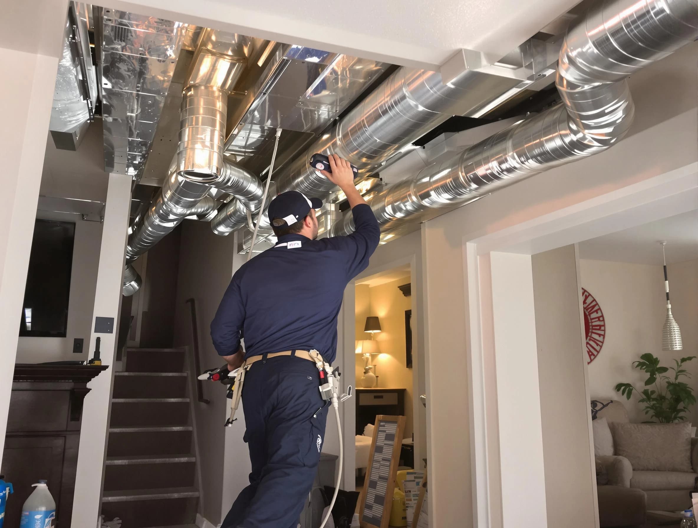 Oakmont Air Duct Cleaning expert performing specialized duct cleaning in a mobile home in Oakmont